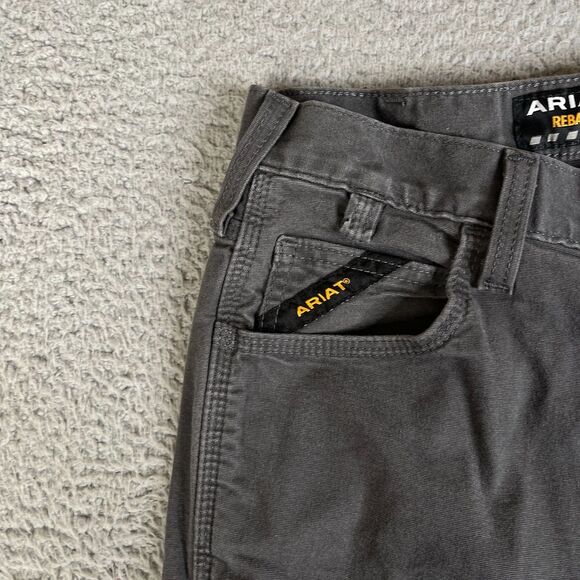 Ariat Rebar M7 Slim Straight Leg Jeans Mens 30x32 Gray Field Carpenter Canvas - Picture 4 of 16